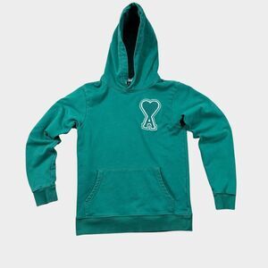 AMI Paris Alexandre Mattiussi Hoodie Green Ami de Coeur Logo XS Portugal